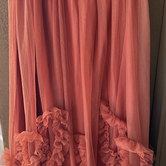 Anthropologie Pink Mauve Felicity Ruffled Tulle Bubble Midi Skirt - Picture 3 of 11